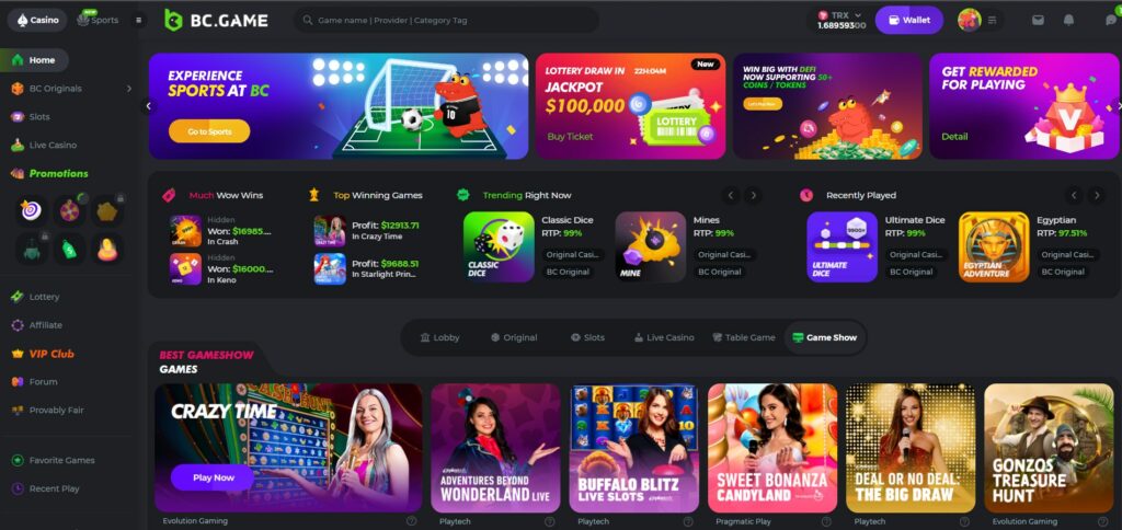 BC.GAME homepage