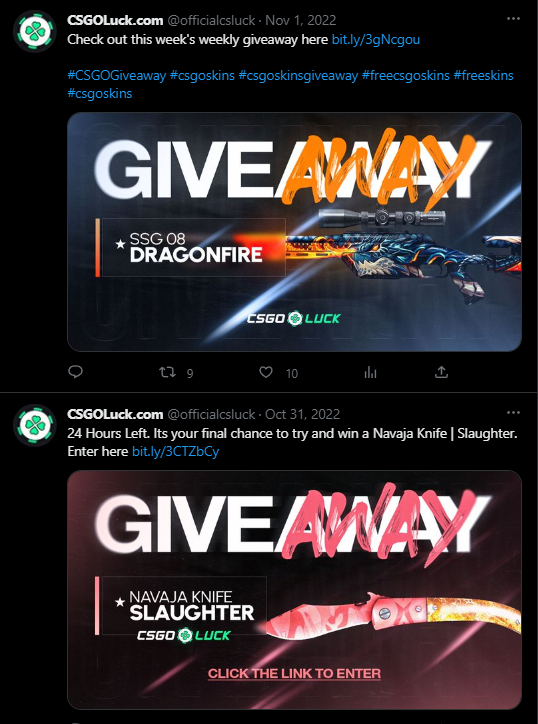 csgoluck twitter account