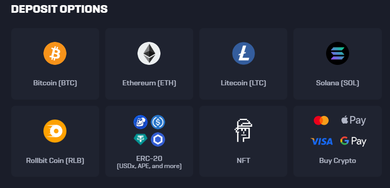 rollbit deposit options