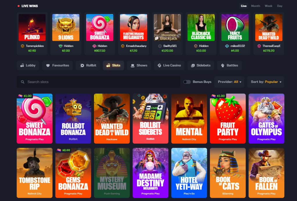 RollBit partners with some of the top game providers in the industry to bring its players the best gaming experience possible. These providers include popular names like NetEnt, Microgaming, Play'n GO, and many more.
