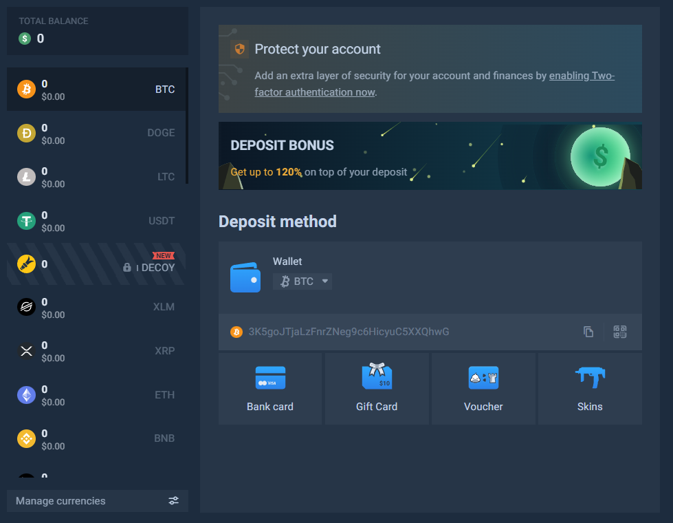 TowerBet Deposit Methods
